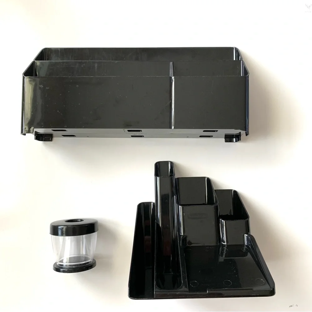 Set of 3 Office Desk Stationary Black